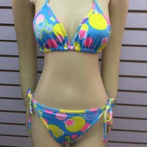 Blue Pink Stars Bikini Top & Bottoms Wm Sz S/M